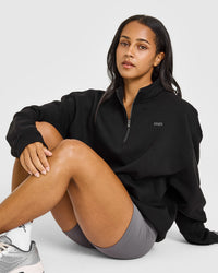 Foundations Oversized 1/4 Zip Sweatshirt in Black | Oner Active US
