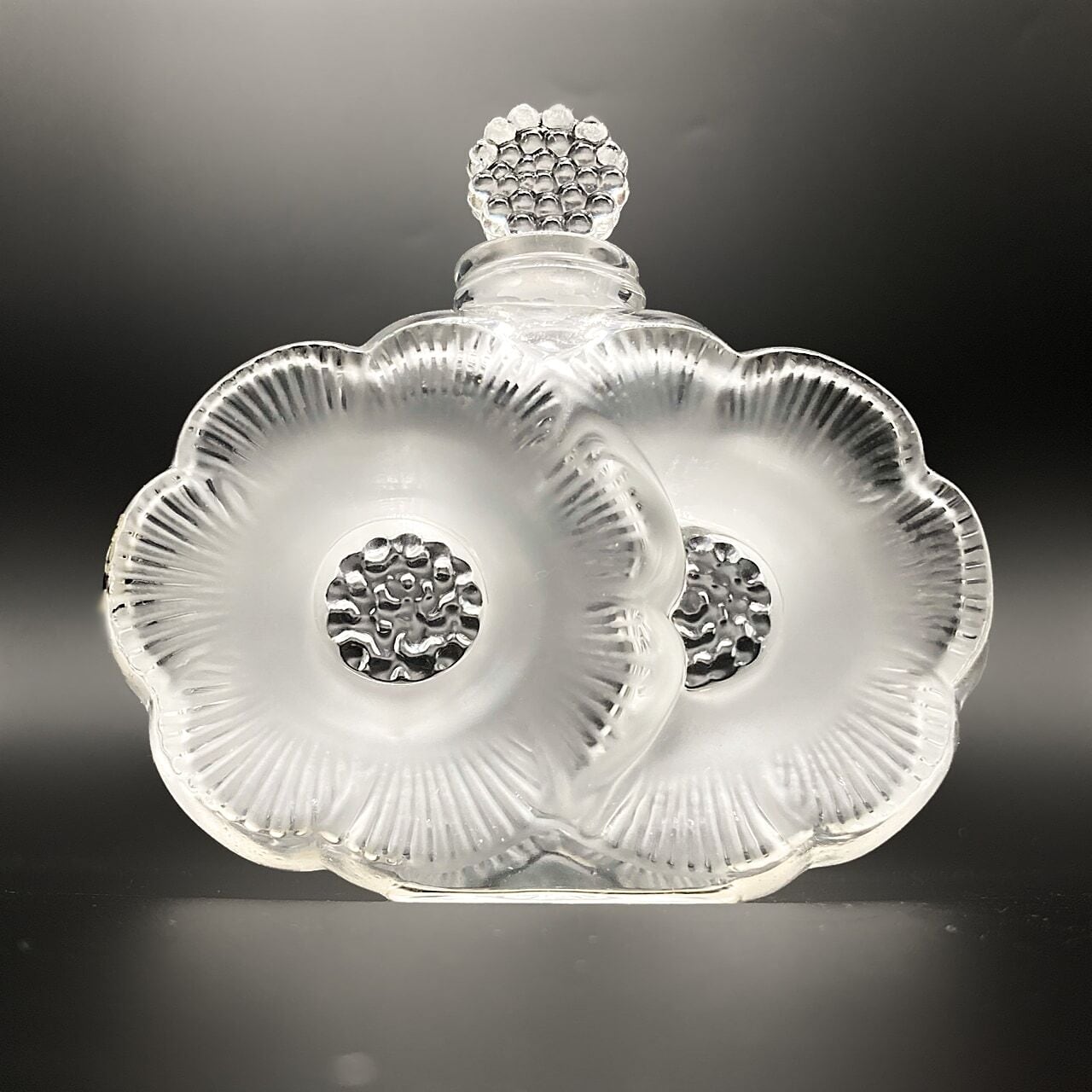 ラリック Lalique フランス クリスタルガラス 香水瓶 「ふたつの花