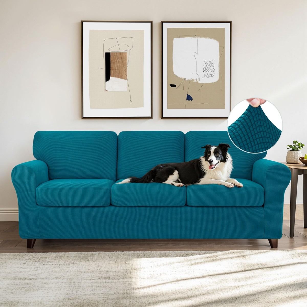 CHUN YI 7 Piece Stretch Sofa Cover, 3 Seater Couch Slipcover with