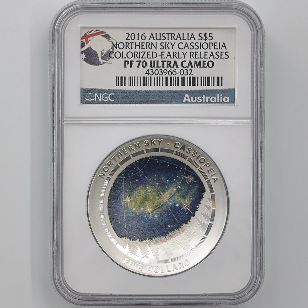 セール 2016 オーストラリア 北天の天球図 カシオペア座 5豪ドル 銀貨