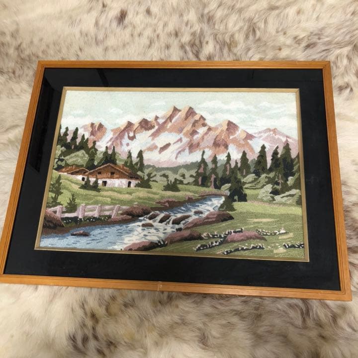 ビンテージ絵画　文化刺繍 山小屋　雪化粧した山脈 ハンドメイド 楽天市場】東京文化刺繍キット No462 山の春（4号） : ビワミンと文化
