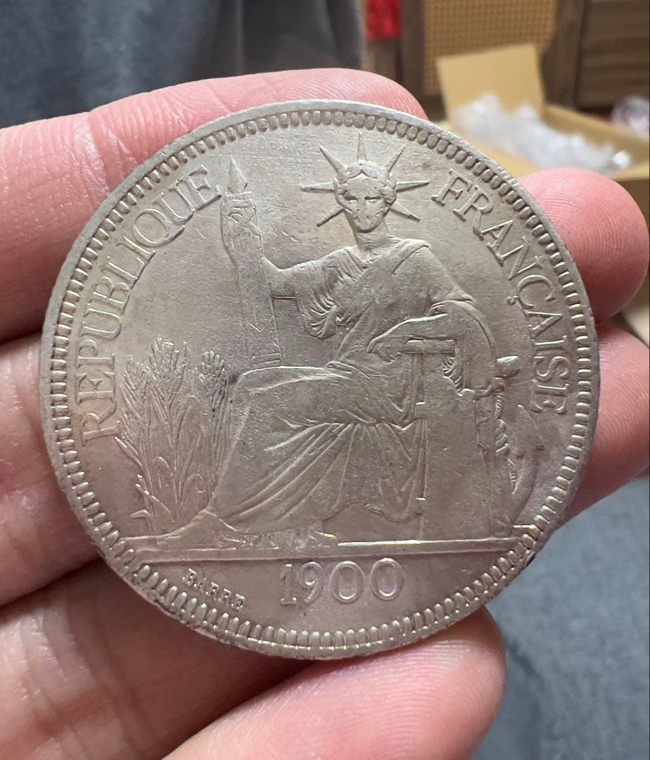 フランス領インドシナ　1900年　大型　銀貨　本日銀価格528円/g 外国 限定1500円割引24日23 59まで レア 大型銀貨 フランス領インドシナ