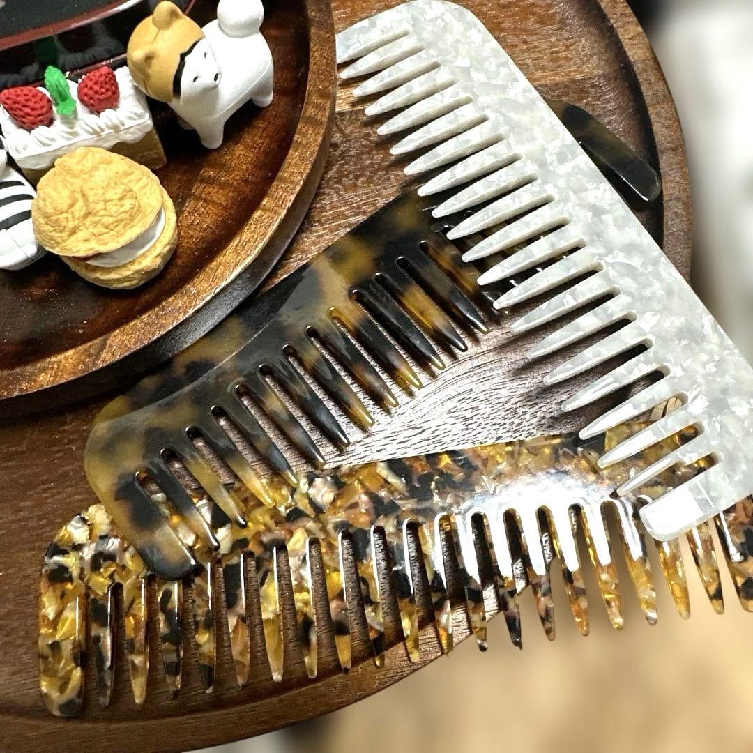 特価☆ヘアコーム65大きめスクエア型アセテートくしヘアコーム約15cm茶