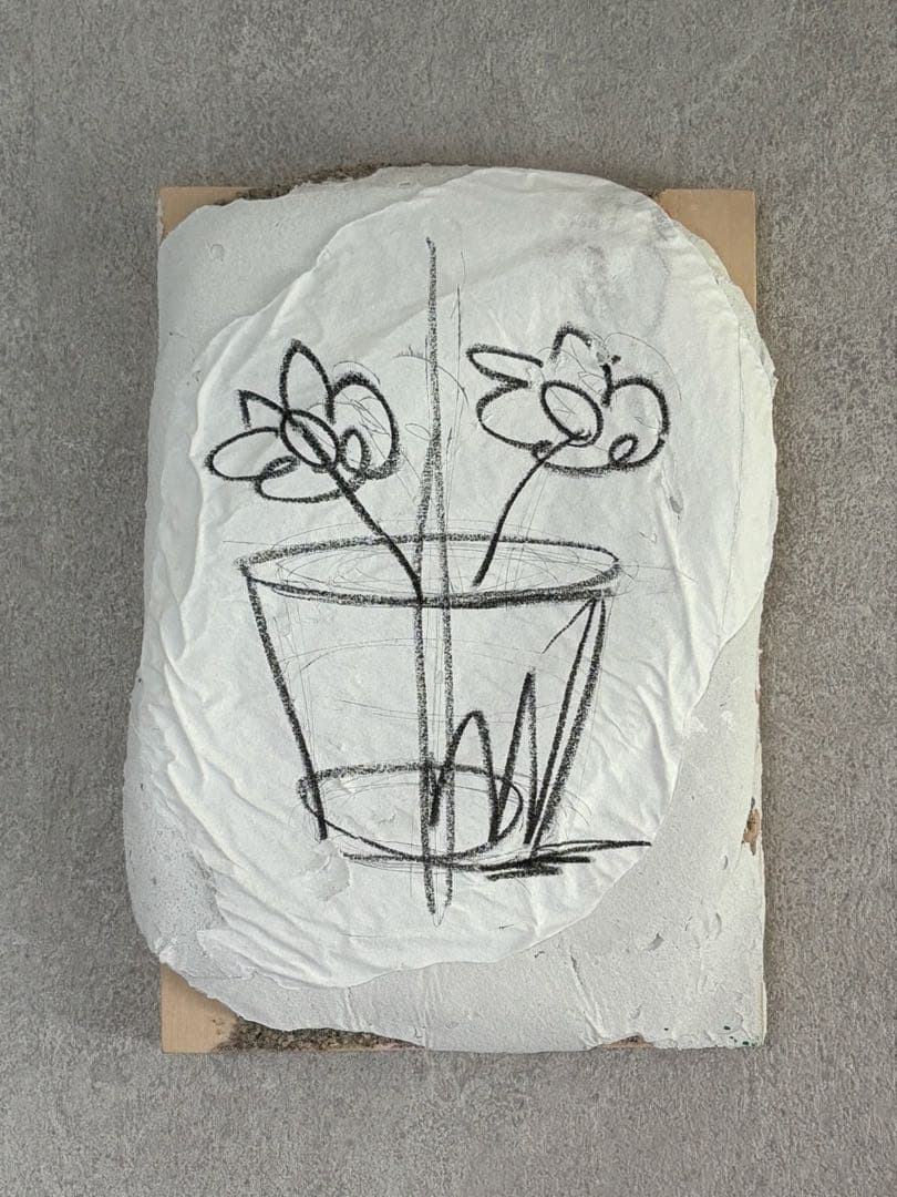 アクリル絵画　「flowers」　ハンドメイド　SM 花と肖像 1 2026 606×500mm キャンバス、アクリル絵の具 Flowers and a